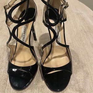 Jimmy Choo Black Patent Leather Heels Made in Italy Size 38.5